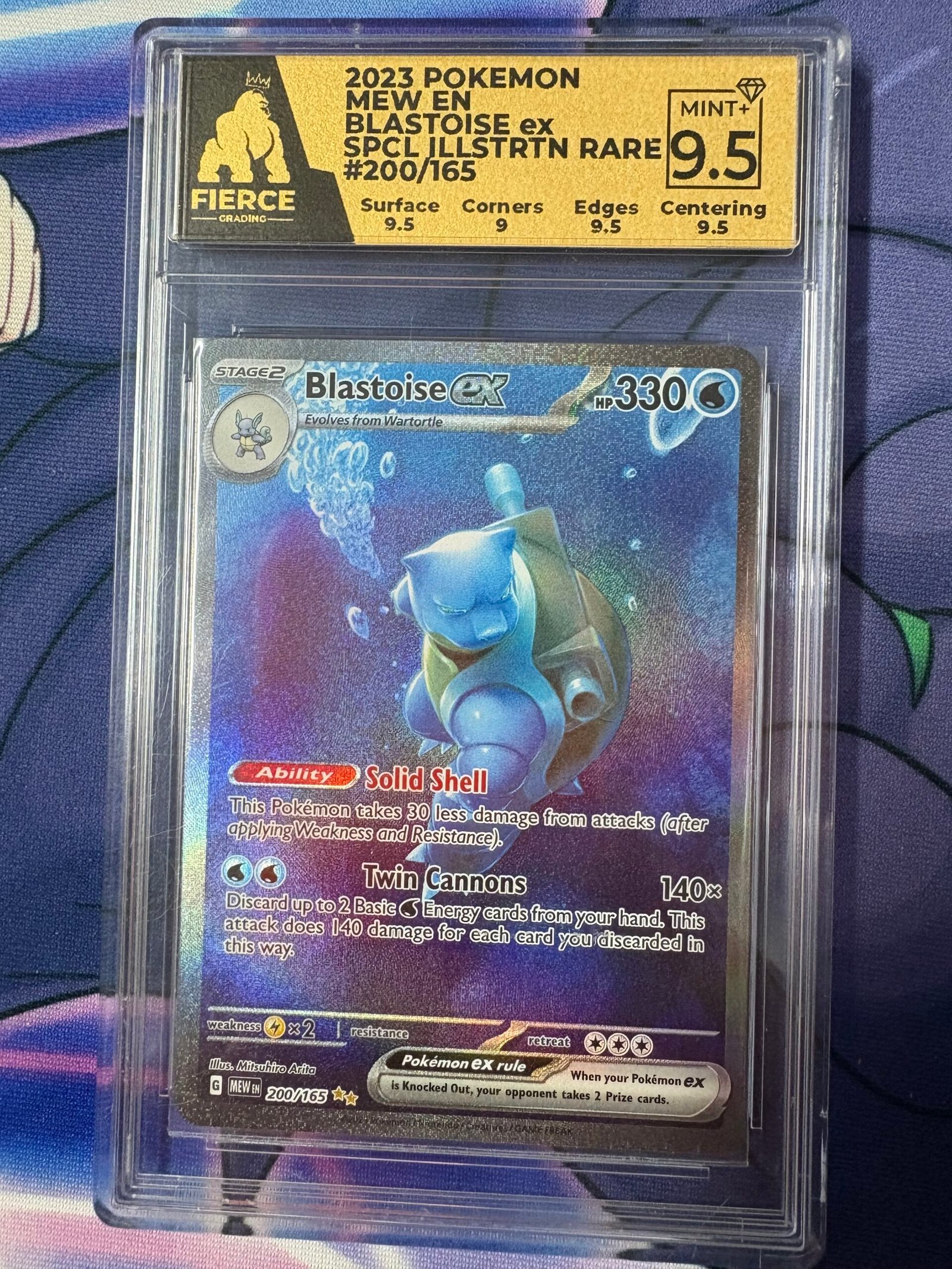 Blastoise ex 200/165 Scarlet & Violet Pokemon 151- Fierce Gradé 9.5