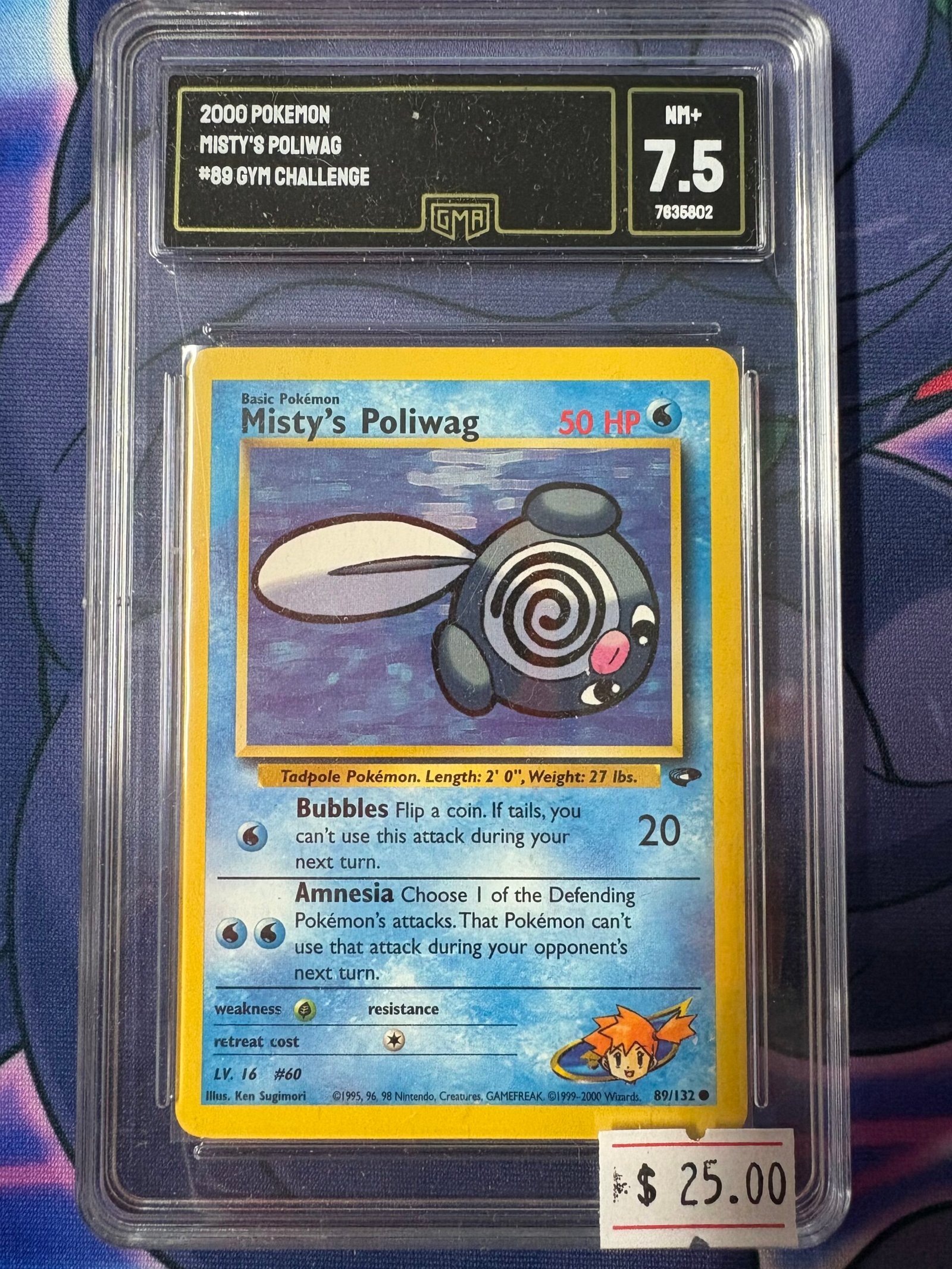 Misty's Poliwag 89/132 Gym Challenge - GMA Gradé 7.5