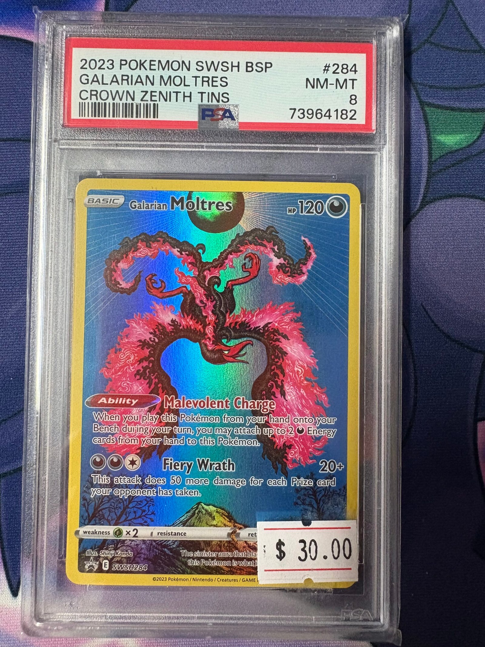 Galarian Moltres SWSH284 Sword & Shield Crown Zenith Promo Card (SWSD) - PSA 8